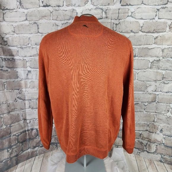 Tommy Bahama Reversible 1/2 Zip Sweater Burnt Orange Taupe Heather Size - Picture 6 of 13